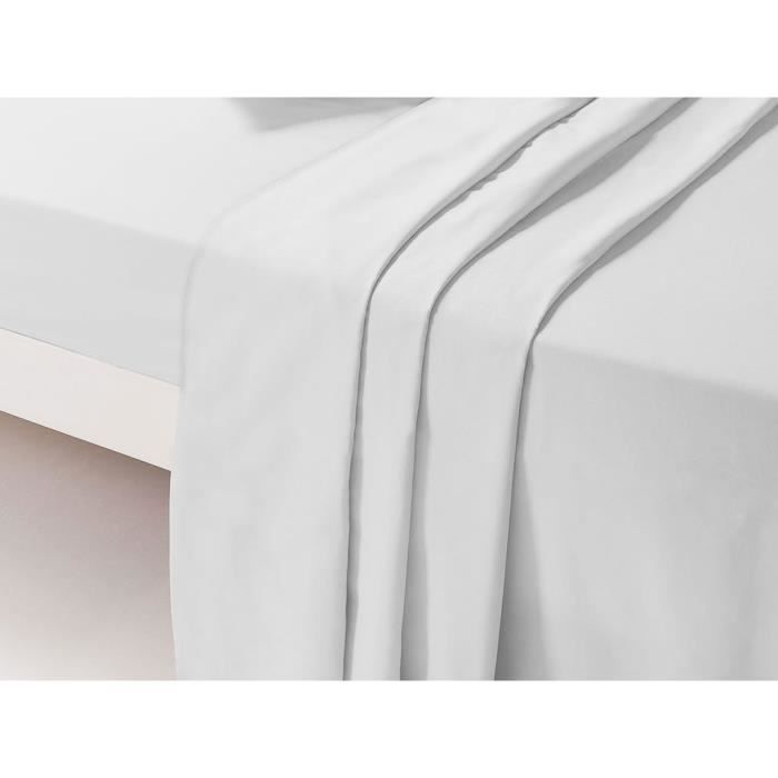 Flat sheet - DP134 - White - 180 cm x 290 cm - 100% Cotton - Machine washable at 60°