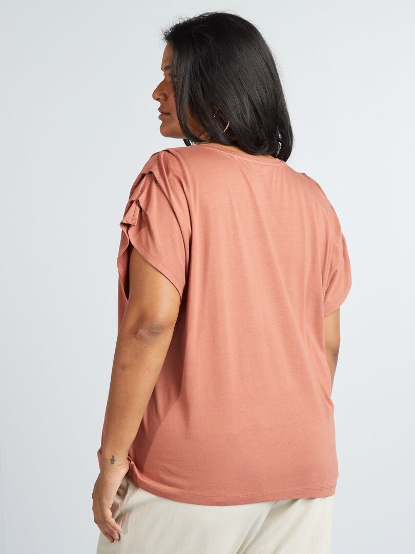 Effen T-shirt met korte mouwen - ROZE