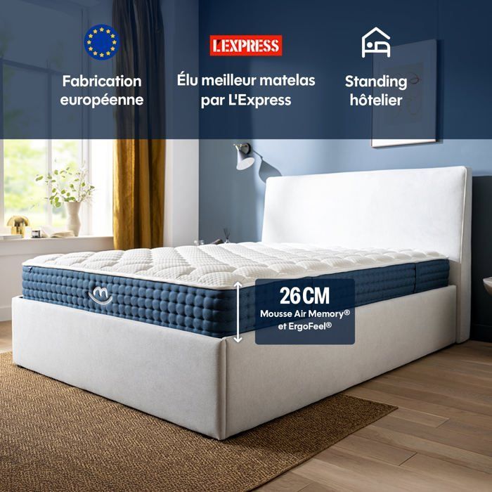 Premium hybrid memory foam mattress 180x200cm thick 26cm - Jade - Morphea