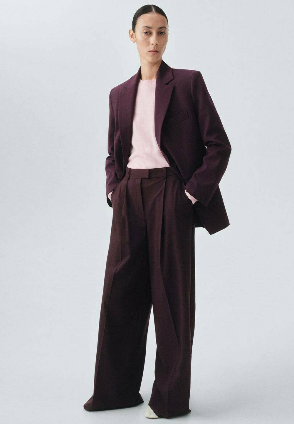 Mango kelnės - bordo spalvos