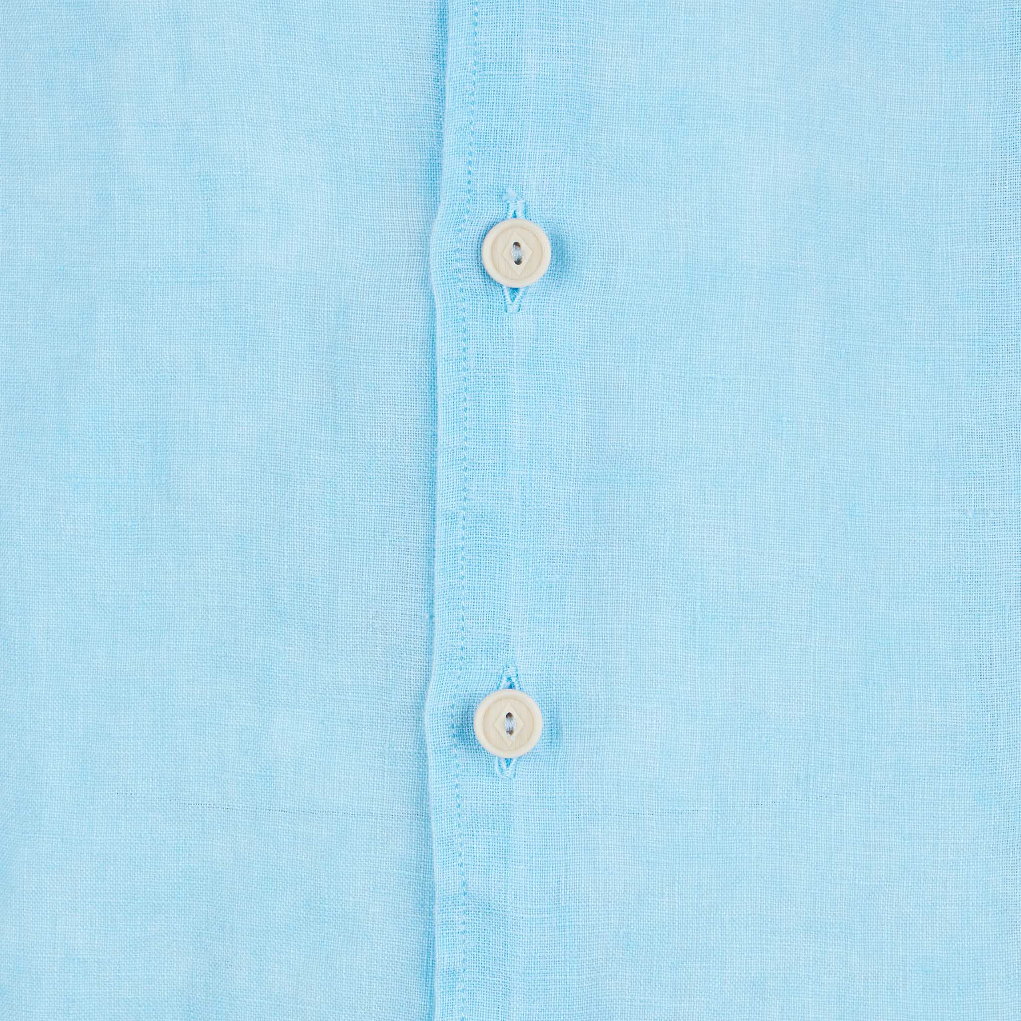 Camisa infantil de linho azul-turquesa