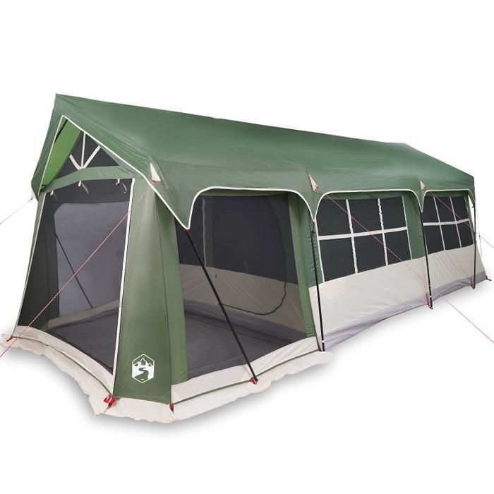 Camping tent - Green - 10 person - Waterproof - 322 x 620 x 240 cm