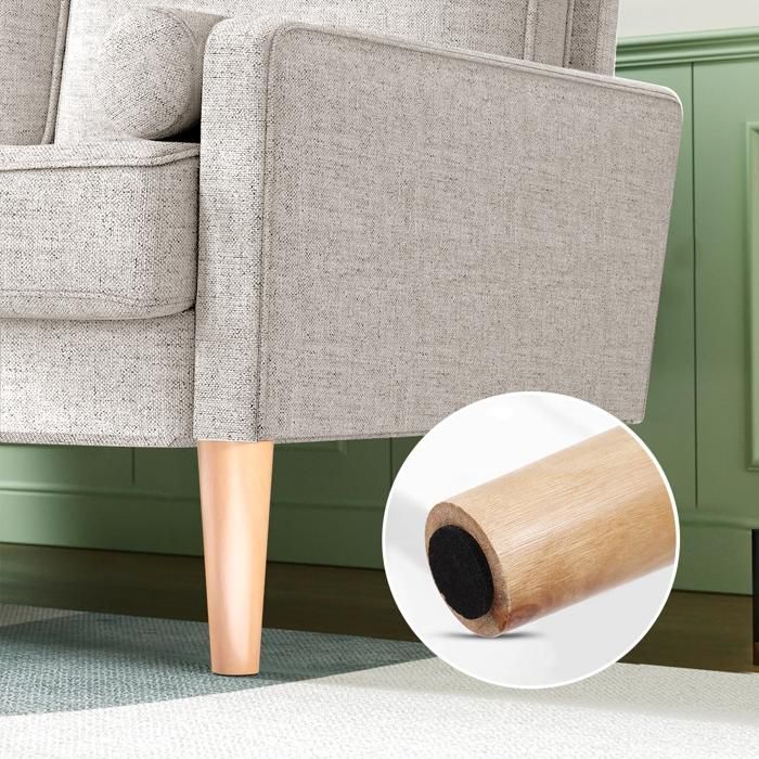Canapé 2 Places en Tissu Beige 121 x 77 x 87 cm,Canapé Scandinave avec 2 coussins,Pieds en bois