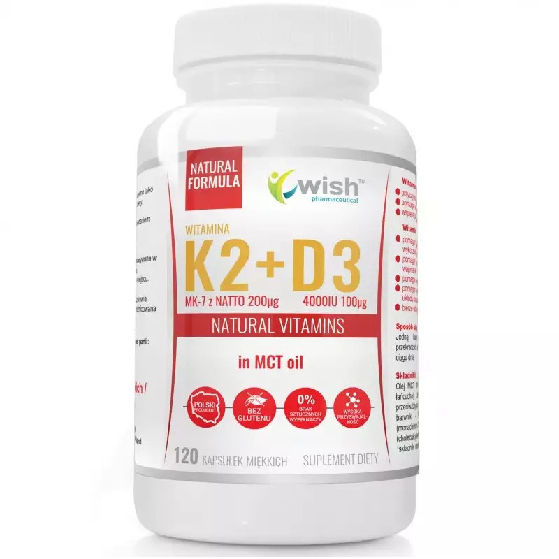„Wish“ vitaminas K2MK-7 200 µg + D3 100 µg 4000 TV MCT aliejuje