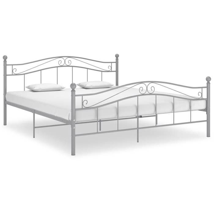 Letto in metallo grigio 200 x 200 cm - Portata massima 150 kg - Struttura letto in metallo grigio 200x200 cm 005_227977