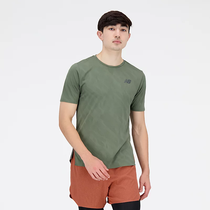 Camiseta masculina Q Speed Jacquard de manga curta - VERDE OLIVA ESCURO
