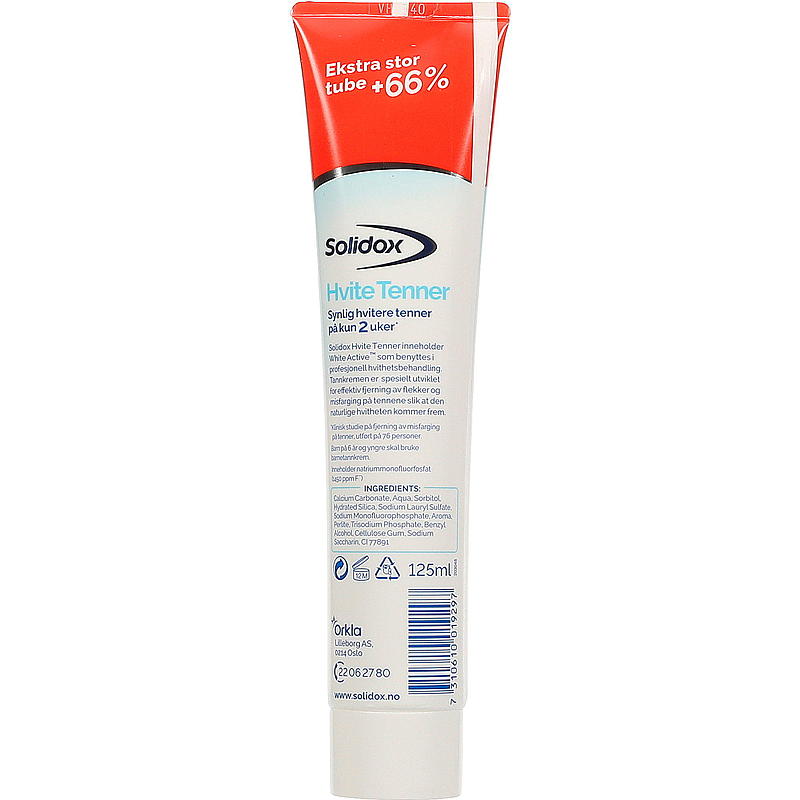 Solidox tandkräm 125 ml Solidox vita tänder