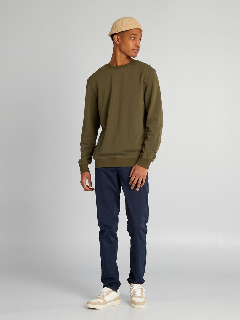 Sudadera de cuello redondo de color liso +190 cm - CAQUI