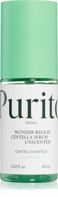 Purito Wonder Releaf Centella Serum Hajusteeton uudistava kasvoseerumi rauhoittaa ja vahvistaa herkkää ihoa