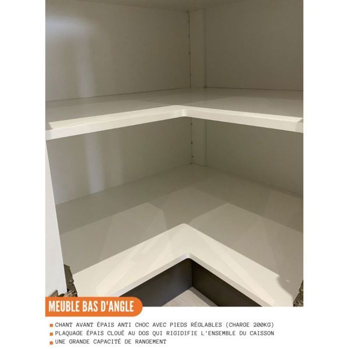 Meuble d'angle bas Bellissi Chene 1 porte L 105 cm - Cuisineandcie