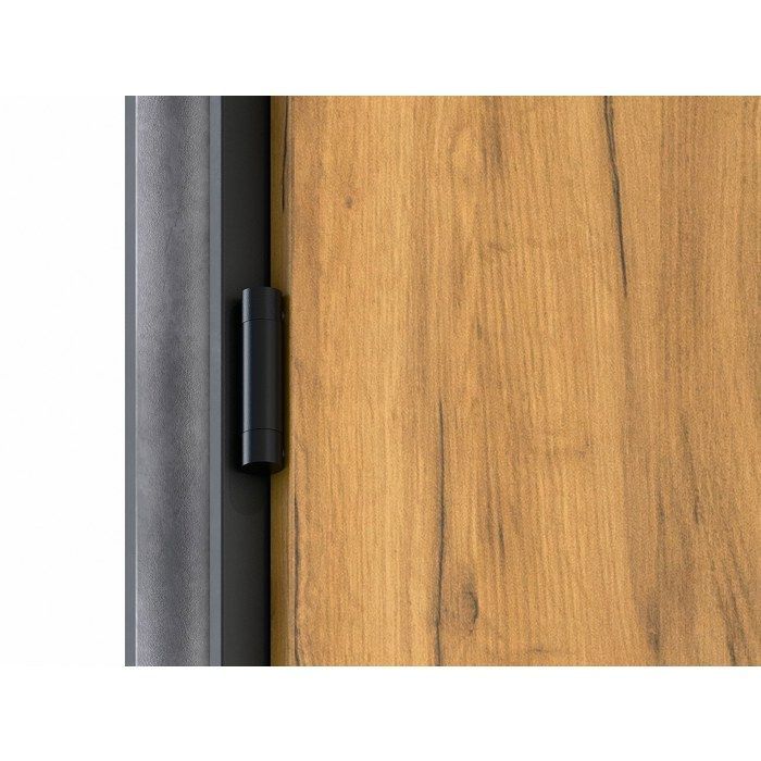 Puerta frontal de acero macizo de 207 x 100 cm (alto x ancho) - Efecto roble con vetas negras - 55 mm de espesor - Apertura a la derecha - COBRITA