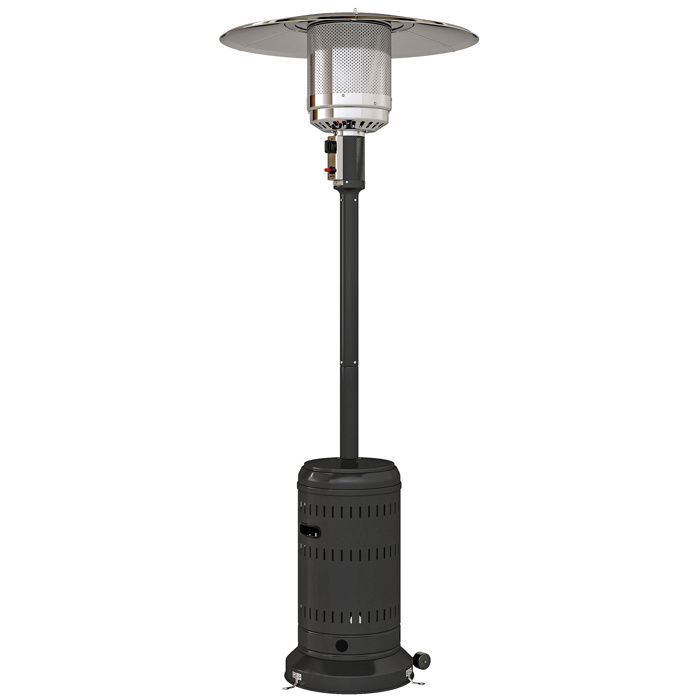 Riscaldatore da esterno per patio, riscaldatore a gas portatile da 11 kW con impostazioni di calore regolabili, 82x82x223 cm, nero