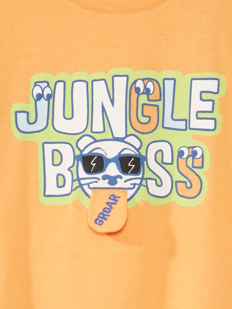 Camiseta divertida em malha - LARANJA