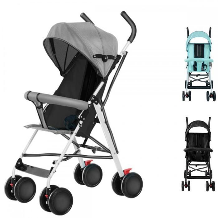 Poussette combinée - XUANYU - Poussette canne - Avec habillage pluie + Moustiquaire +Tapis En Coton - Gris