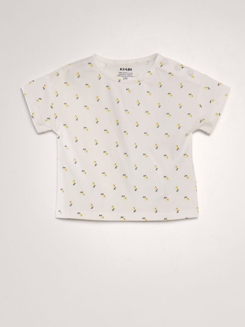 Korte pyjamaset - t-shirt + short - 2-delig - WIT