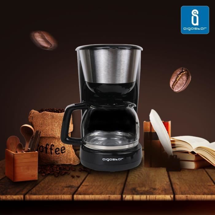 Aigostar Chocolate 30HIK - Cafetière à filtre 0% BPA, 1.25 L, 1000W. Filtre permanent, fonction maintien au chaud. Design exclusif.