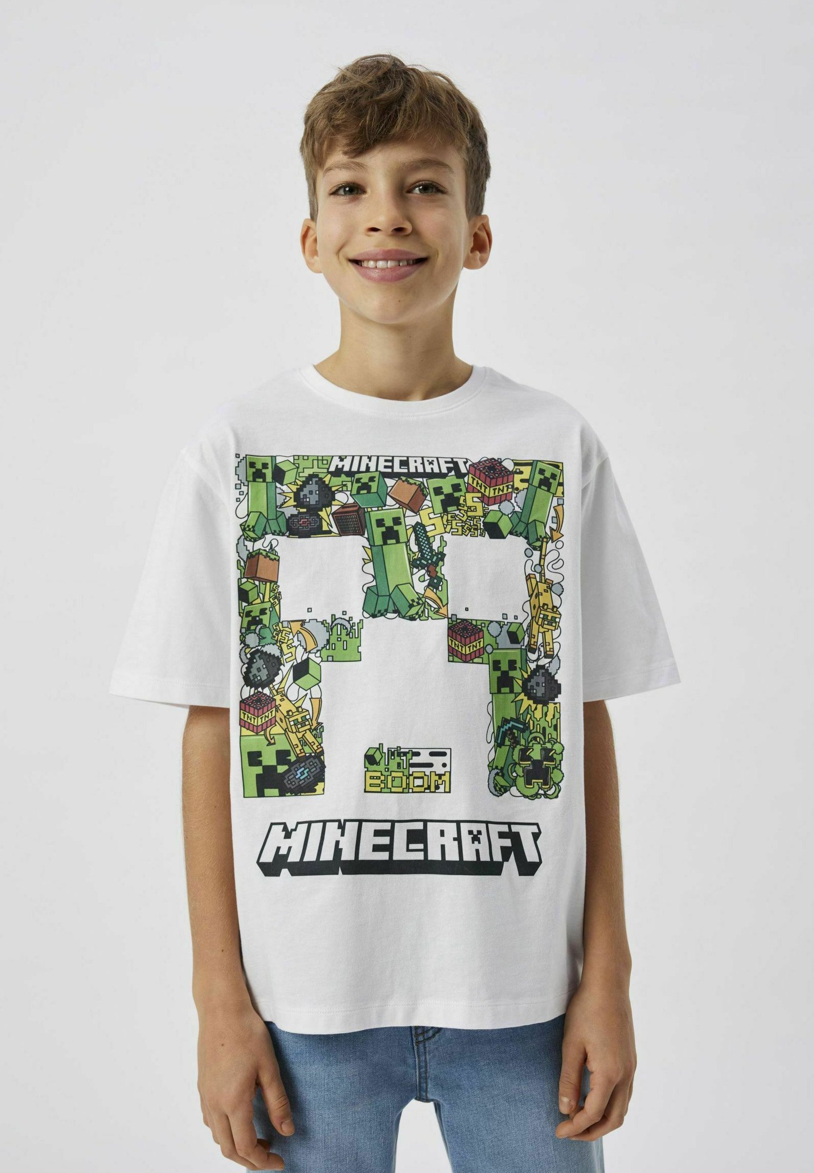 TWO SOON MINECRAFT KURZARM - Maglietta stampata - bianco brillante