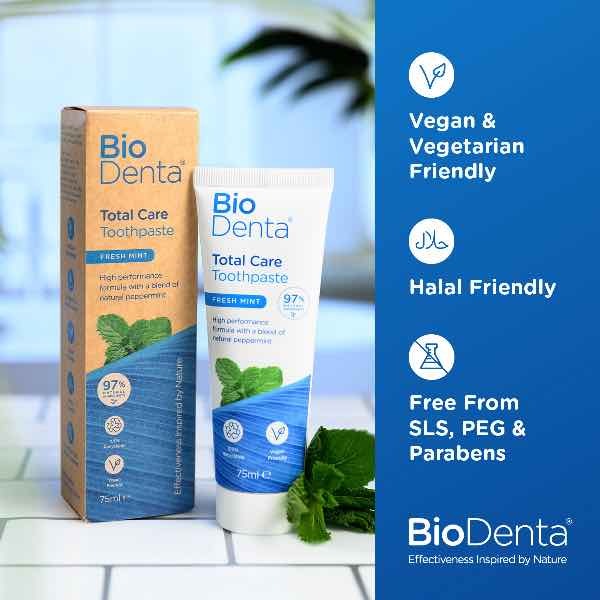 BioDenta Natürliche Zahnaufhellungs-Zahnpasta TOTAL CARE Vegan 75 ml