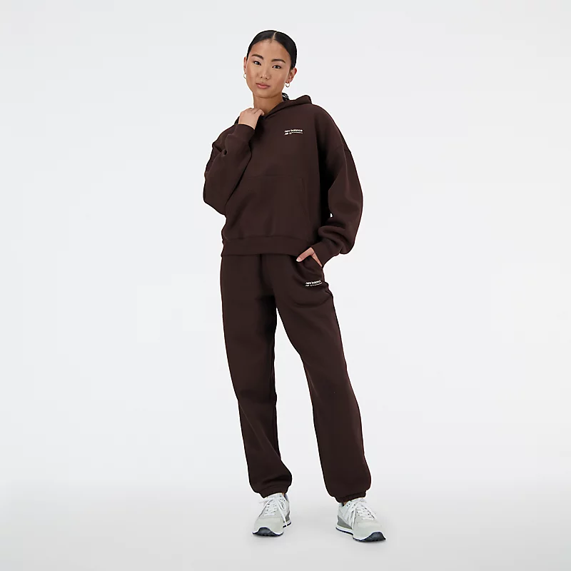 Damen-Fleece-Hoodie Linear Heritage mit gebürsteter Rückseite – SCHWARZ & KAFFEE