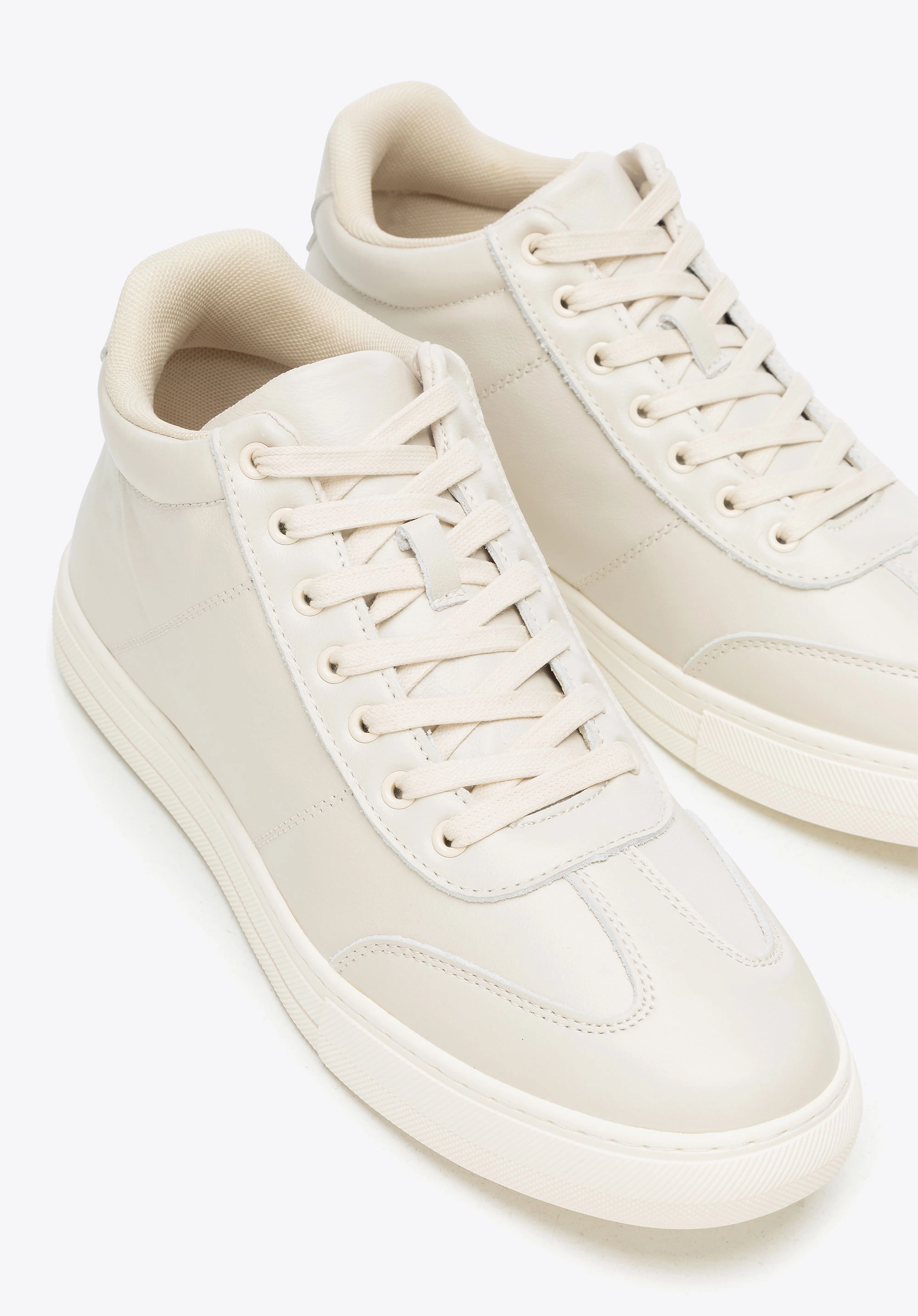 Męskie sneakersy z naturalnej skóry licowej jasny beż