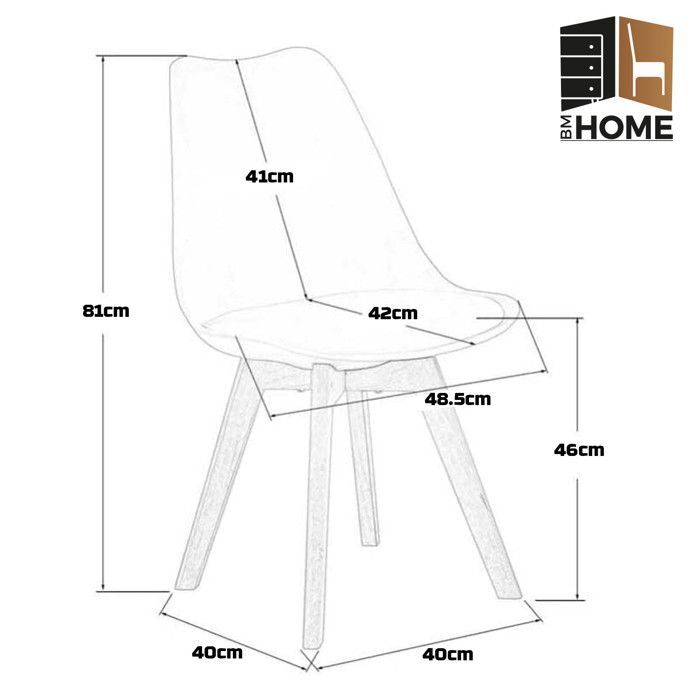 4 Chaises Tulipes Salle à Manger Scandinaves Bm Home Salle de Bureau, Pieds en Bois de Hêtre Massif, Couleur TAUPE