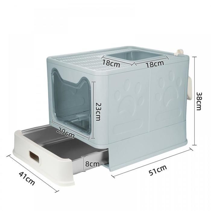 Arenero para gatos SUPFINE con 2 puertas, casita plegable para gatos con tapa y cajón, 41 × 51 × 38 cm