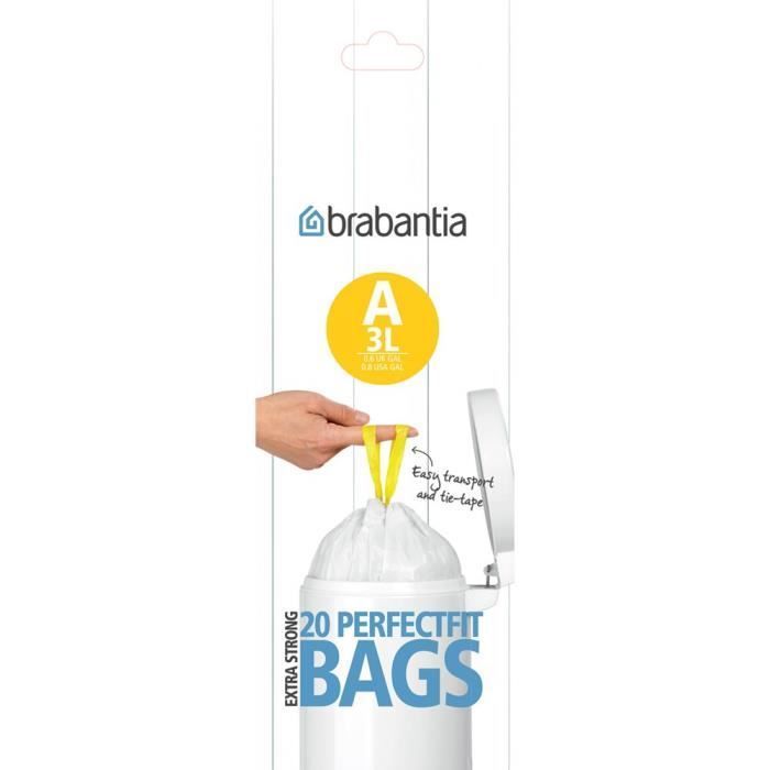 Paquete de 20 bolsas de basura enrollables PerfectFit de BRABANTIA - 3L