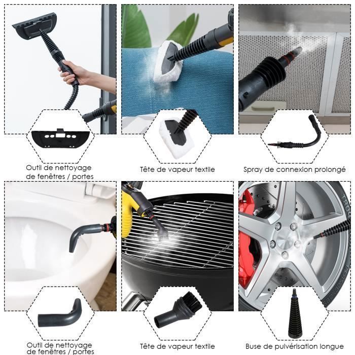 Limpiador a vapor portátil de mano COSTWAY 900-1050W para chinches, depósito de agua a presión de 350 ml, 3 bares, para el hogar/coche, amarillo