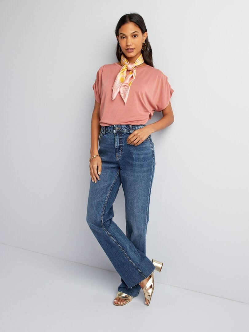 Camiseta com mangas plissadas - ROSA