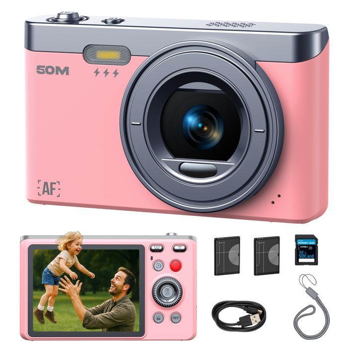 Cámara digital compacta con videocámara 4K de 64 MP - Pantalla LCD de 2,4