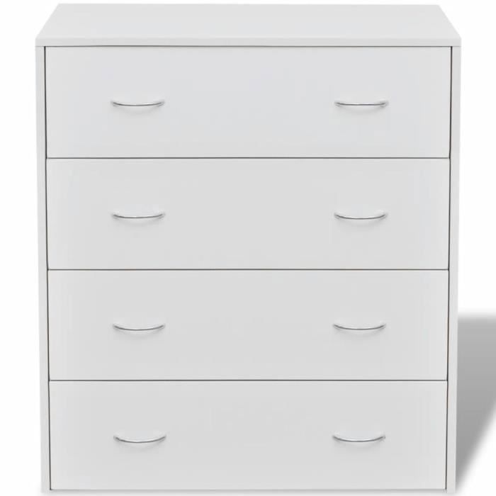 Buffet bas scandinave - Blanc - 4 tiroirs coulissants - 60 x 30,5 x 71 cm