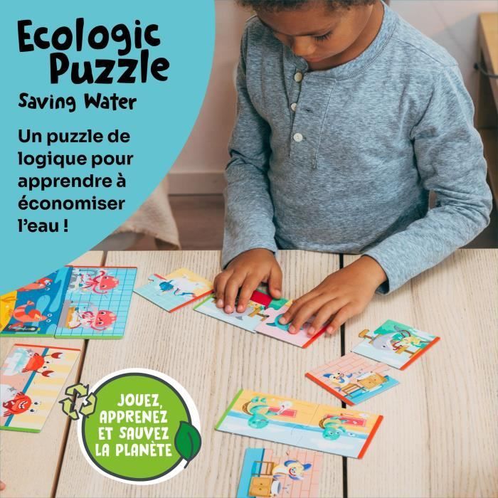 Pedagogiske spill - GEOMAG - Økologisk puslespill som sparer vann - Mini pedagogiske puslespill - Vannbevaring