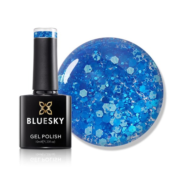Bluesky gél lak - trblietavý neón - modrý