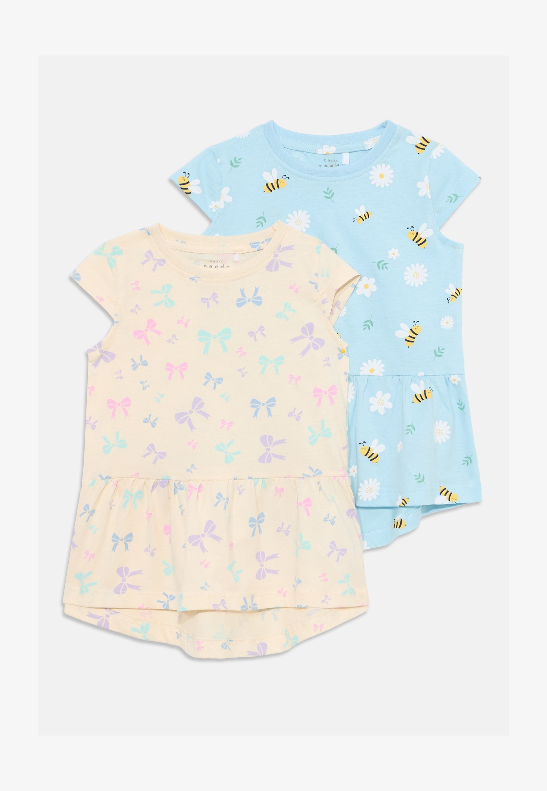 Noem het NMFVIGGA 2-PACK - Jersey jurk - botercrème/koelblauw