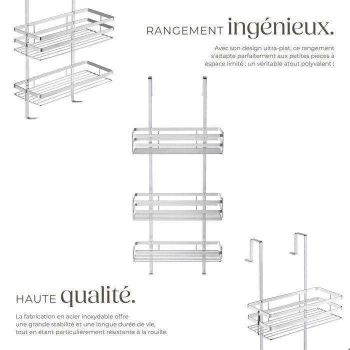 Accesorio de baño - TECTAKE - Estante de ducha con 3 baldas colgantes - Plateado