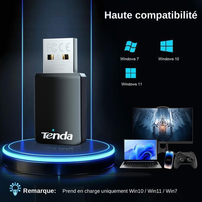 Tenda AX900 Potente Chiavetta WiFi, Adattatore WiFi USB per PC, Dongle WiFi, Dual Band 5G/2.4G, Soft-AP, MU-MIMO, Windows 7/10/11, U11