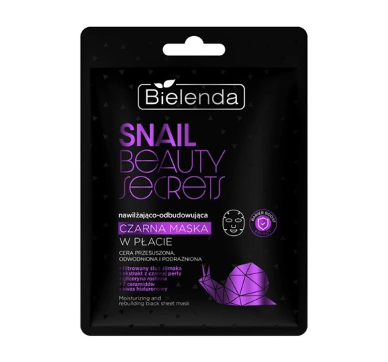 Bielenda Snail Beauty Secrets nawilżająco-odbudowująca czarna maska w płacie