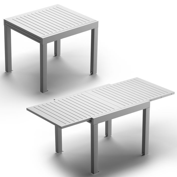 Uitschuifbare aluminium tuintafel | 200 kg ingeklapt / 150 kg uitgeklapt | 4-8 personen, stabiel en duurzaam, lichtgrijs