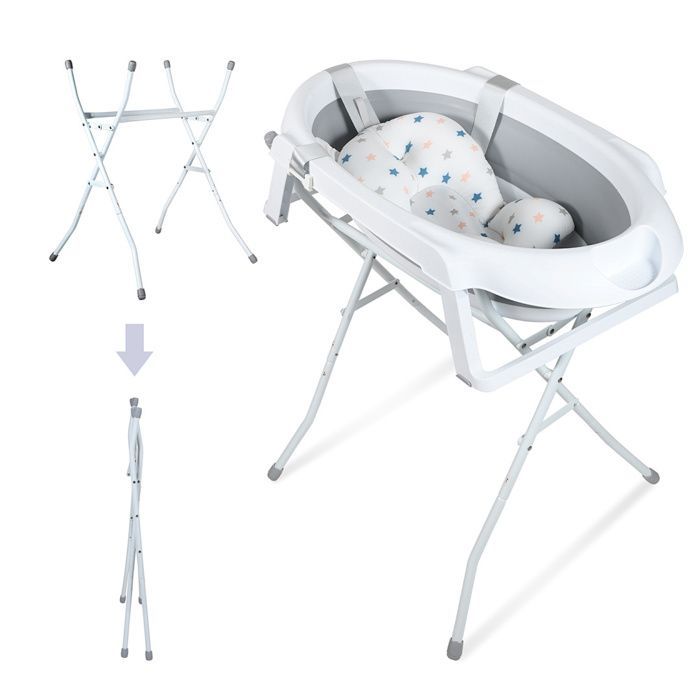 Baignoire bébé pliable avec support pour nouveau-nés et tout-petits baignoire bébé avec support Gris Jusqu à 10 kg