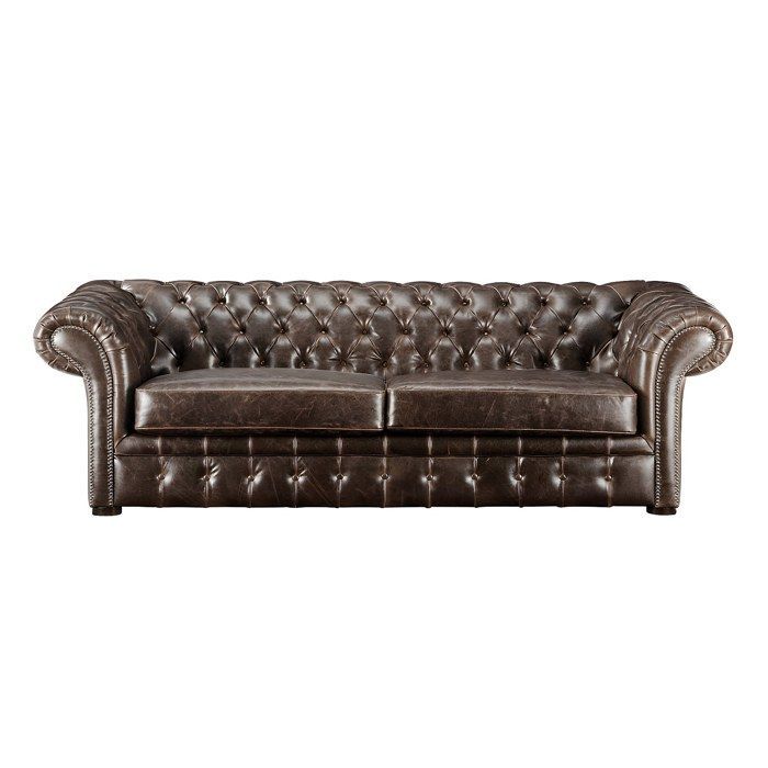 Divano a 3 posti, divano a 2 posti e poltrona Chesterfield CLOTAIRE 100% pelle invecchiata