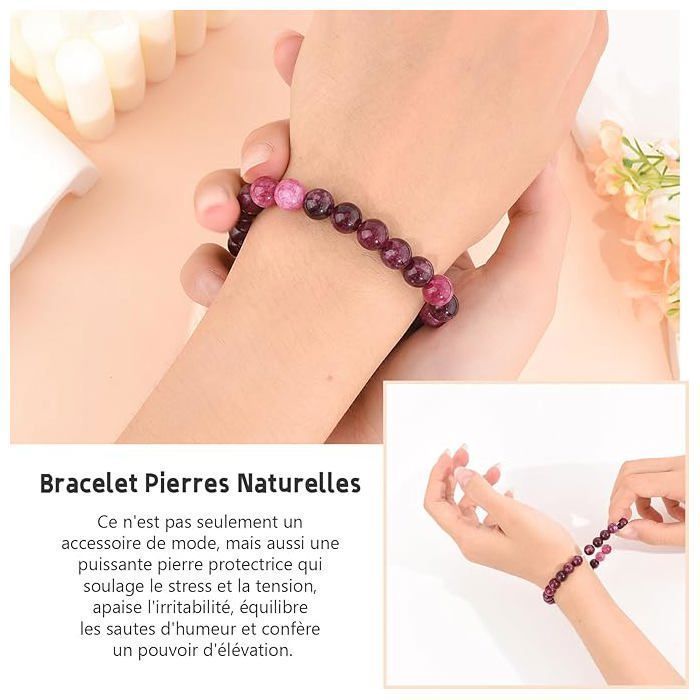 Gift for Women, Natural Stone Bracelet, Gift Idea for Teen Girls, Christmas Gifts for Women, Birthday Gift (Purple)