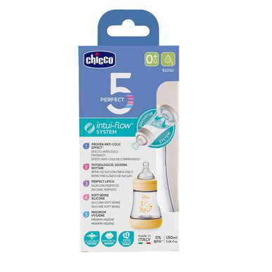 Chicco Perfect 5 babyfles met langzame doorstroom, 150 ml