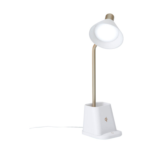 LED-pöytävalaisin langattomalla latauksella, valkoinen