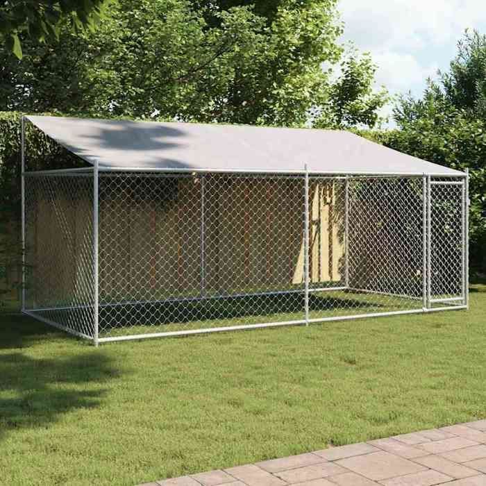 Jaula para perros vidaXL con techo y puerta, caseta para perros, caseta para perros, caseta para jardín/patio, gris, 4x2x2 m, 3209568