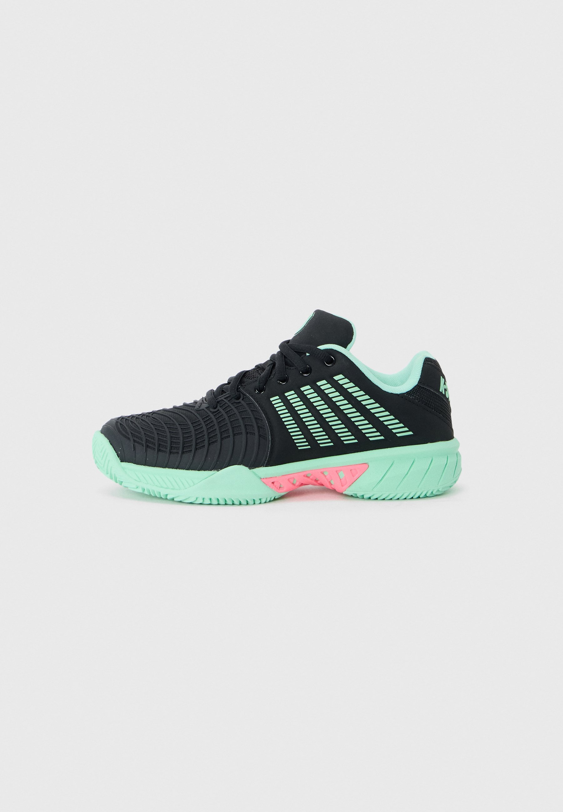 K-SWISS EXPRESS LIGHT 3 - Scarpe da tennis per campi in terra battuta - nero/verde menta fluo/rosa pastello fluo