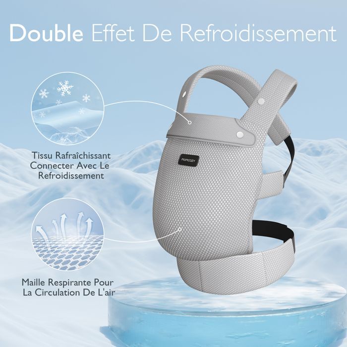 Momcozy Atmungsaktive Babytrage aus Netzgewebe, ergonomische Babytrage, geeignet für Babys von 3,2 bis 20 kg, Grau