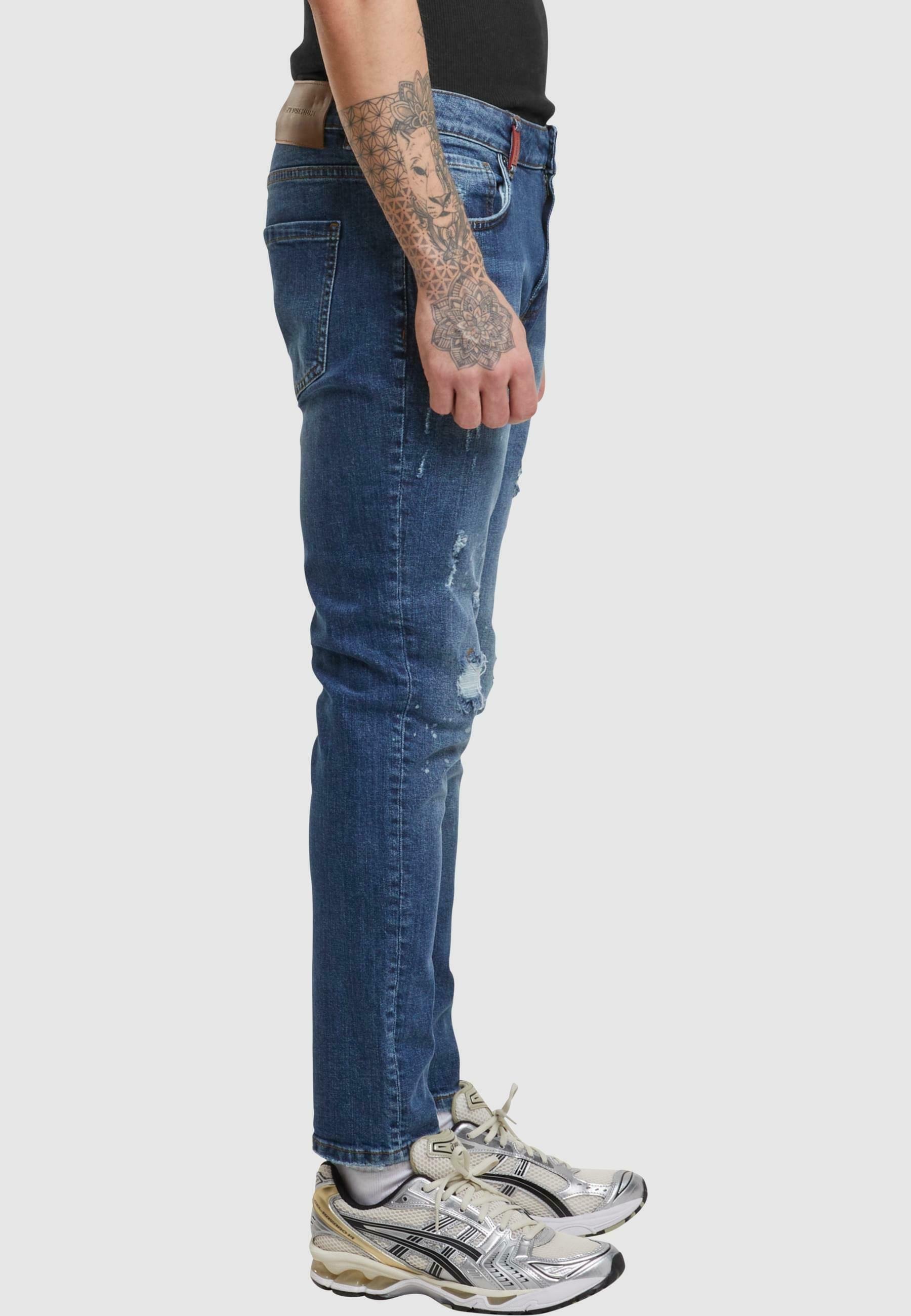 2Y Premium FRANCISCO DESTROYED - Slim-Fit-Jeans - Mittelblau