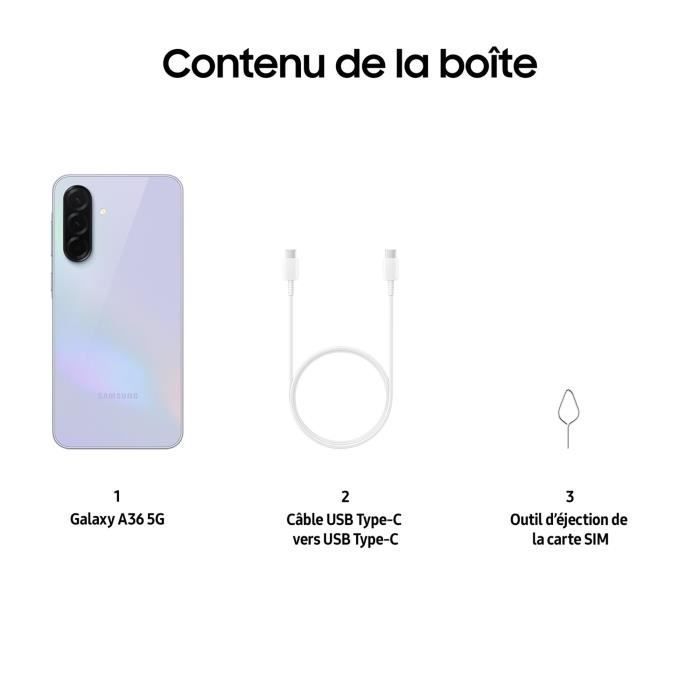 Smartphone SAMSUNG Galaxy A36 5G de 256 GB, color lavanda