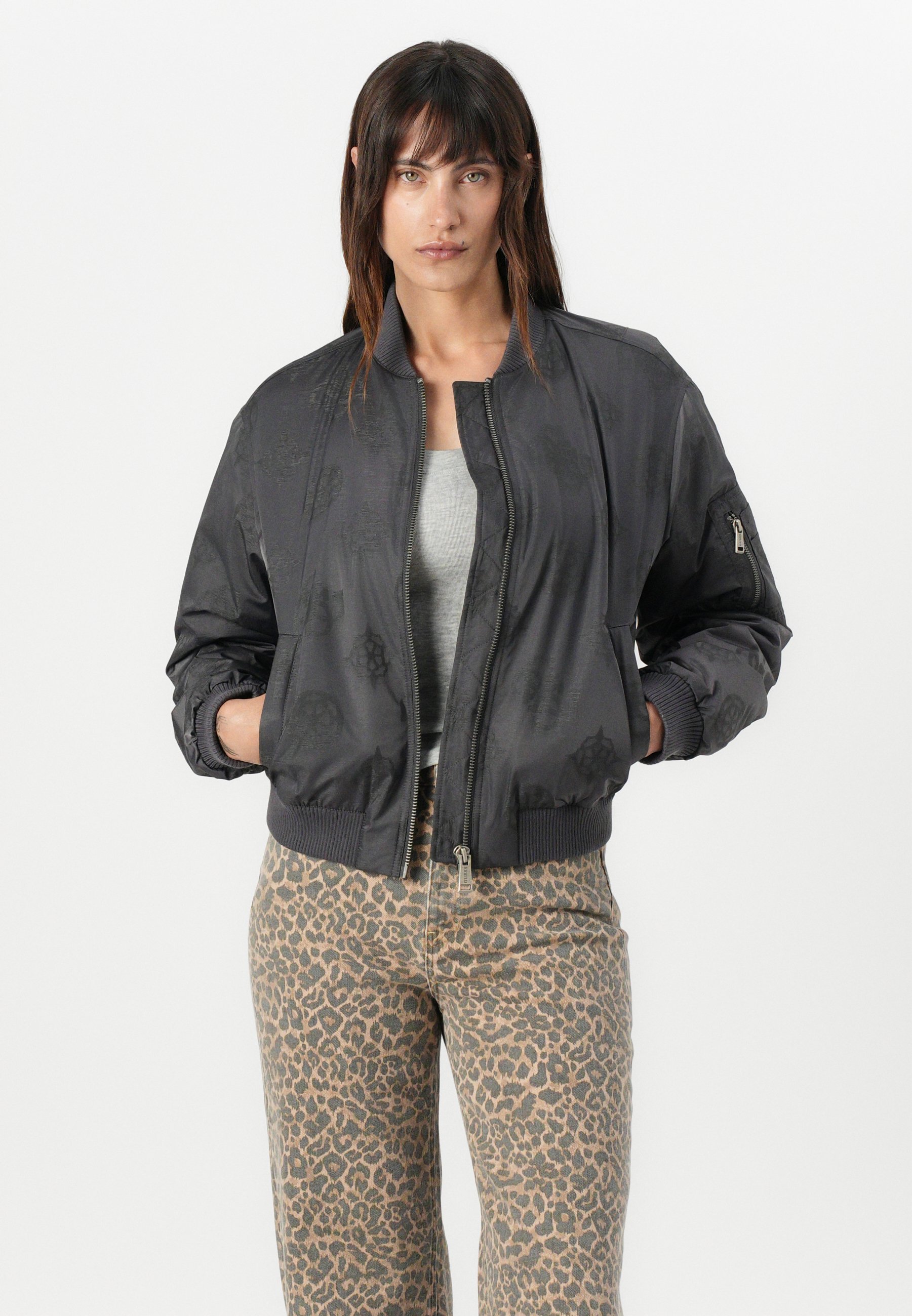 Guess PHILOMENE LOGO - Bomberjack - gitzwart multi