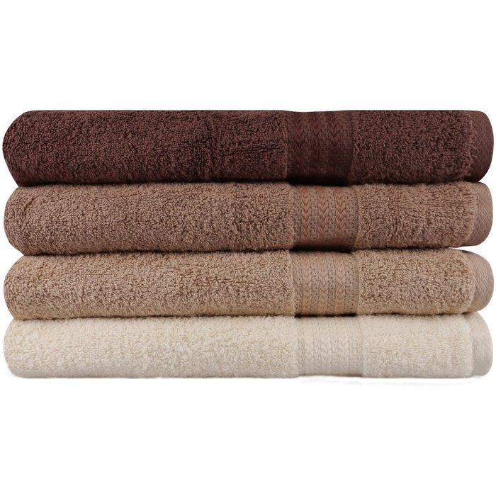 Ensemble de 4 serviettes de bain - 70 x 140 cm - Crème